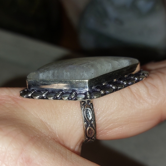Rainbow Moonstone Statement Ring Size 9 - Picture 5 of 9